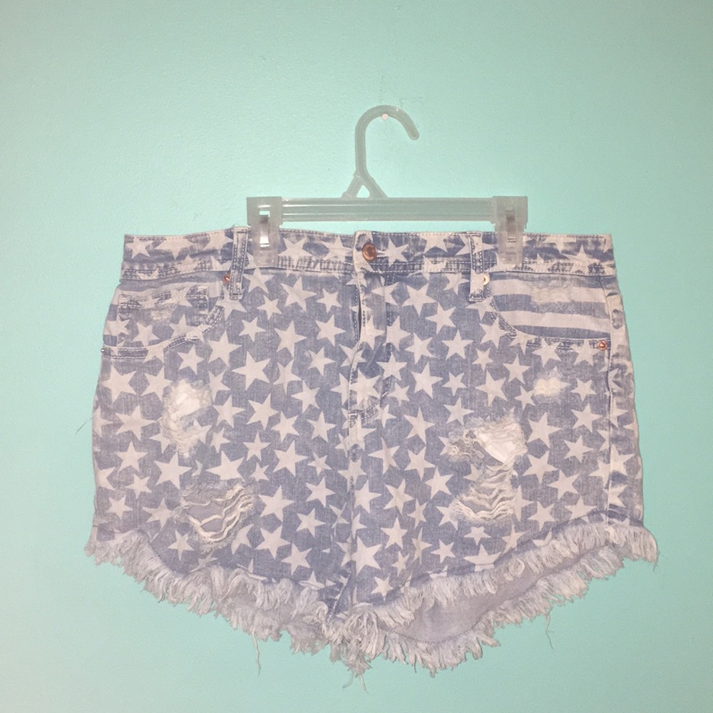 High waisted denim shorts